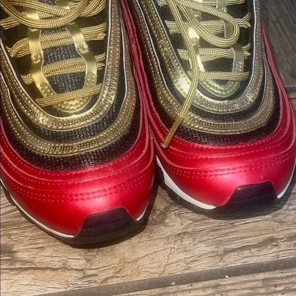 Nike  Air Max 97 Red and Gold Sneakers woman 8.5 - Picture 4 of 7